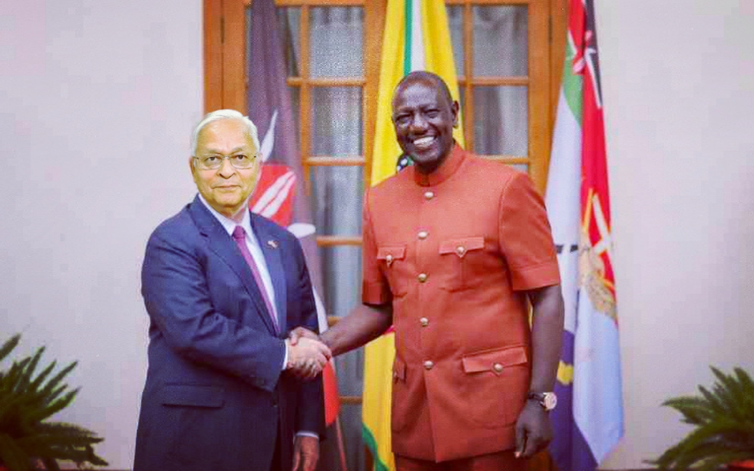Keprico Board Member Representing Property Retirement Sales & Investments Prof. Jashwanti Ramesh with His Excellency President William S Ruto at State House Nairobi After Presentation of Keprico 2024 Strategic Investments for Diaspora Investors cutting across Real Estate,Land & Reviews to Various Payment Plans to High End Investments in Kenya and across the Globe.